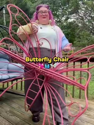 This metal butterfly chair is magical! #butterflychair #gardendecor #yarddecor #whimsical #tiktokshopfalldealsforyou 