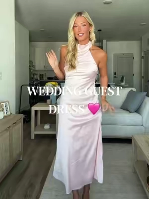 This one gets an 11/10 from me😍🩷 #weddingguestdress #weddingguest #formaldress #designerlookforless #satin 