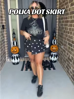 Love the polka dots but they have solid colors too 🖤⚔️🩶🏈 #gamedayoutfits #skort #skirt #tiktokshopstockup #polkadotskirt  