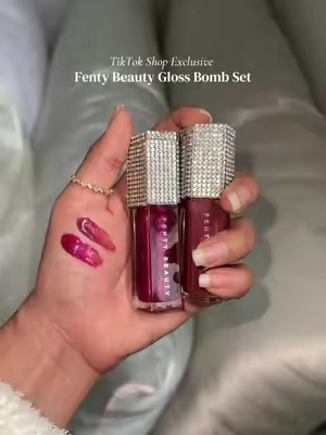 Fenty Beauty Gloss Bomb Duo: Fuchsia Flex and RiRi Gloss Bomb Shades @Fenty Beauty TikTok Shop Exclusive #fentybeauty #fentysuperbrandday #glossbomb #lipgloss #glitter 
