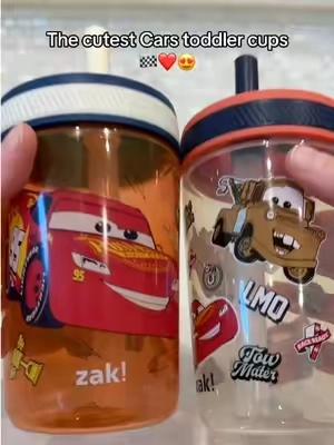 The cutest spill and leakproof toddler cups #zakcups #toddlercup #cars #lightningmcqueen #disneycars