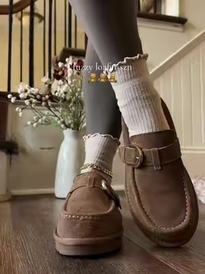 even come in wide width 🤎🧸 @Cushionaire  #cushionaire #cushionaireorigin #fuzzyloafers #leatherloafers #womensmules 
