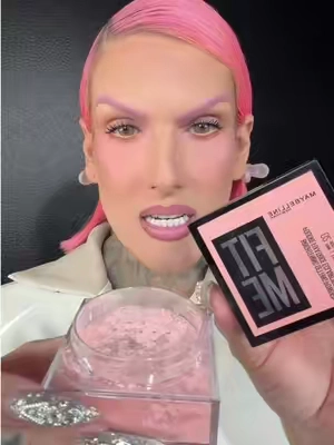 Is the NEW PINK @Maybelline NY Fit Me brightening setting powder Jeffree Star Approved?! #BeautyReview #jeffreestar #maybelline #settingpowder #makeup  