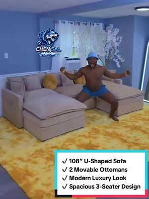 Turn your living room into the ultimate comfort zone! 🏡✨ ✔️ 108” U-Shaped Sectional Sofa ✔️ Super Soft Chenille Fabric ☁️ ✔️ Deep & Comfortable Seating ✔️ 2 Movable Ottomans ✔️ Spacious 3-Seater Design ✔️ Perfect for Lounging & Relaxing 😍 ✔️ Modern Luxury Look Comfort + style in one beautiful sofa! 🛋️🔥 #chensal #CloudSofa #SectionalSofa #LivingRoom #HomeDecor  