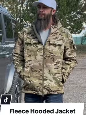 This men’s hooded fleece jacket is perfect for the cooler weather! I went with the camo, but they have a bunch of different options to choose from.  #MensStyle #FleeceJacket #FallStyle #OutdoorGear #MensFashion
