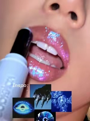 Electric blue just went editorial. ⚡💙 #GlassloadLipMelt in Prismelt One angle isn't enough for this futuristic blue shift. #cybermakeup #bluelipgloss #futuristicmakeup #glitterlips 