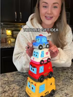 Mamas! If you have a toddler and looking for a great Christmas gifts, this one will actually keep them busy playing! #toddlergifts #toddlergift #christmasgifts #kidschristmasgifts #stackingcars 