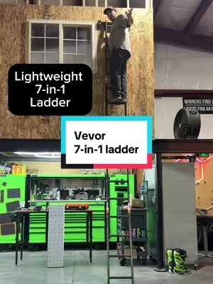 Surprising good for how lightweight of a ladder this is. @VEVOR Outdoor Store #ladder #vevor #vevortoolupgrade #toolupgrade #shoptools 
