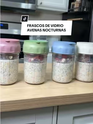 Respuesta a @Yeseniam♥️ Frascos de vidrio para avenas nocturnas #tiktokshopcreatorpiks #easybreakfast #overnightoats #glassjar #glassjars 