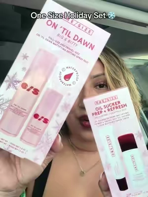 @ONE SIZE BEAUTY holiday sets are here for 2036! There soo good #onesizebeauty #onesizesettingspray #onesizeholidaycollection #ontildawn #holidaymakeup 