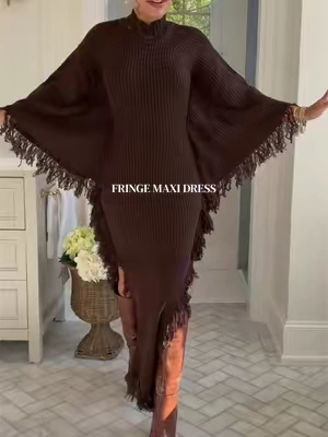 An immediate add to cart ✨😍🍂🤎 #fashionova #maxidress #fringedress #fallfashion 