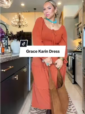 The kind of fall dress you put on and instantly feel GORGEOUS in 🤎🍂  @Grace Karin #dress #falldress #midsizedress 