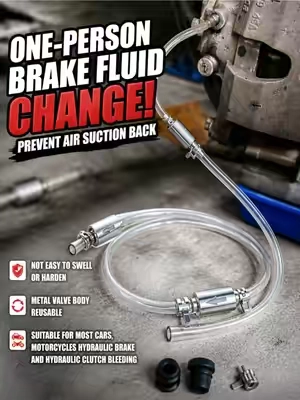 Bleeding your brakes solo just got stupid easy. No helper, no mess - this one-way valve lets fluid out but keeps air from coming back in. Pump, tighten, done.#MechanicHack #CarMaint #DIYAuto #BrakeBleeding #greenish