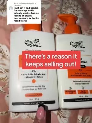 Replying to @SweetNikole420 It works so good! It’s sold out 10x in just a few days! #chemistatplay #brighteningskincare #exfoliatingbodywash 