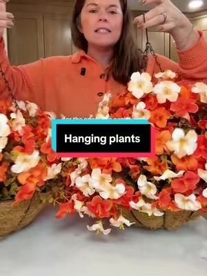 These two pack of artificial plants are the best way to decorate without worrying about keeping your flowers alive. #falldecor #hangingplants #flowers #homedecor #porchdecor 