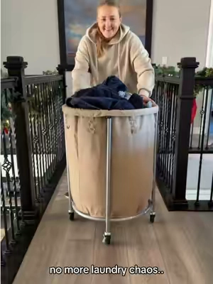 This laundry basket with wheels made my life so much easier! My back doesn’t hurt from carrying heavy laundry baskets, now I just wheel them into the laundry room! @SONGMICS HOME #laundrybasket #laundrybasketwithwheels #momhacks #laundryhack #laundry 