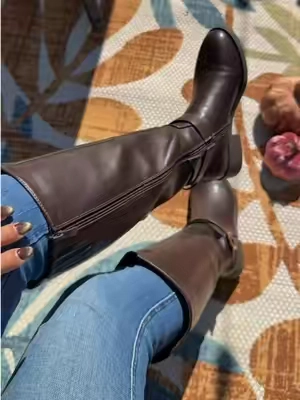 Comfy Brown leather boots 🤎🤎 #brownboots #leatherboots #kneehighboots #fallboots