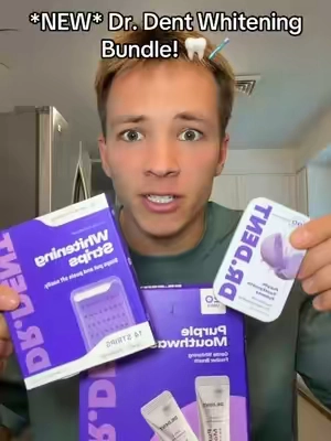 Dr. Dent purple routine has EVERYTHING for whiter teeth 🙏 #drdent #drdentteethwhitening #teethwhitening #whiteningstrips #purplemouthwash 