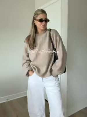 the easiest outfit 🥠☁️ size large #slouchysweater #falloutfits #comfyoutfit 