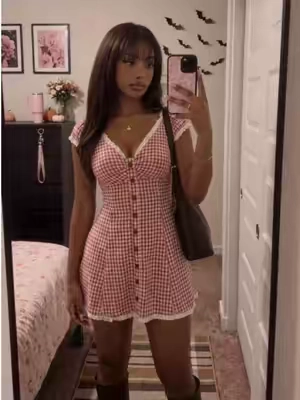 so fricken cute @Cider #cider #ginghamdress #falldress #minidress #fallfashion 