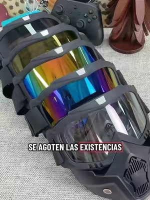 Gafas integrales con lentes antivaho de alta definición, desmontables y ajustables. Máscara de esquí y almohadilla de esponja cómoda de plástico. #máscara #máscaradeesquíajustable 