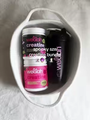 gym essential!! 🖤 #wellah #creatine #spookyszn #halloween #gym 