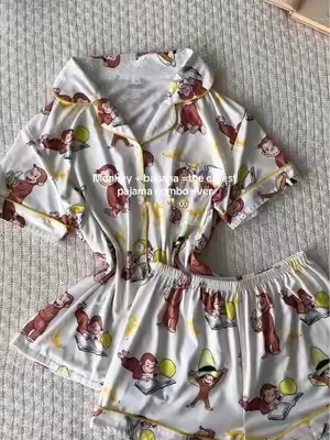 Monkey + banana the cutest pajama combo ever #curiousgeorge #pajamaset #sleepwear #tiktokshopcreatorpicks #spotlightfinds