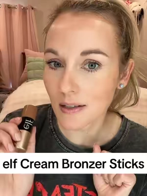 elf bronzer cream stick is so smooth and creamy and blends easily! Seriously so simple to use too to get that glowy sun-kissed skin look #elf #elfcosmetics #bronzer #bronzerstick #affordablemakeupproducts 