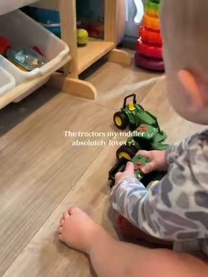 Anything with wheels he’s obsessed with! How fun are these?!? #johndeere #tractor #kidtoys 