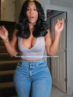 These Good American jeans have the stretch AND the fit. Yes! I'm 5’7 | 185lbs | Size 6-12  #GoodAmerican #GoodAmericanJeans #DenimStyle #JeansHaul #FashionFinds 