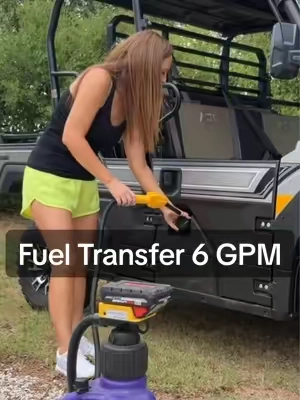 No more lifting and pouring heavy gas cans—this fuel transfer pump has a 6-foot hose to make refueling so much easier. #FuelTransferPump #GarageTools #OutdoorTools 