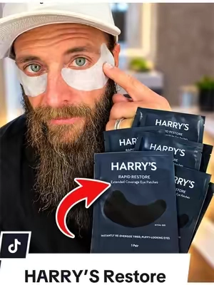 Harry’s Rapid Restore Eye Patches cover the full under-eye area and even reach those crow’s feet. Cooling, refreshing, and super easy to add to your daily routine. #Harrys #EyePatches #MensSkincare #SkincareRoutine #SelfCare 