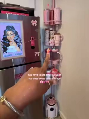 What would you use this for? If I had a pantry closet I would also use it for extra spices and snacks as well🎀 #showercaddy #storagerack #adjustableshelves #kitchenstorage #pinkaesthetic 