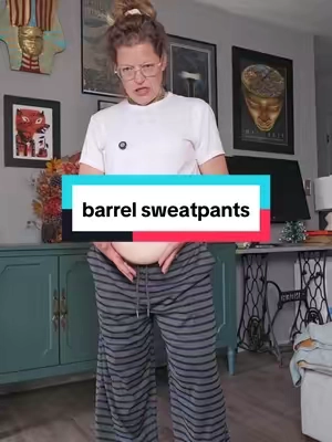 in all seriousness I do like em🙌 #barrelpants #barrelsweatpants #sweatpants #apronbellystyle 