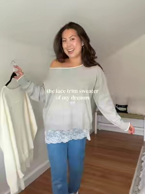 the perfect feminine sweater to elevated your fall wardrobe 🦢🤍 5’2 wearing a size medium!