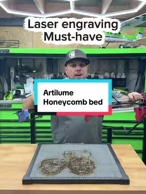 Cleaner, crisper edges when cutting. Makes a honeycomb bed a must have if you are laser engraving. #laserengraving #artilume #laseretching #diyproject 