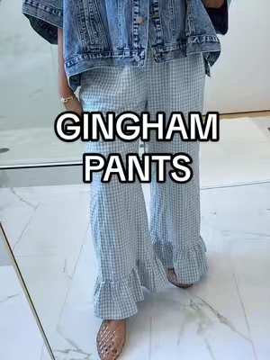 Gingham ruffle pants are back!!  #ginghampants #plaidpants #comfypants #loungepants #tiktokshopfalldealsforyou @UEU 