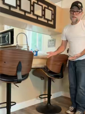 Sweetcrispy Adjustable Swivel Bentwood Bar Stools Set of 2, Modern PU Leather Upholstered Counter Stools with Backrest, Footrest (Eases Leg Pressure), Rubber Ring Base (Stays Put) & Height Range, Indoor Home Kitchen Furniture Swivel Chairs.   #barstool #stool #kitchenupgrade #tiktokshopfalldealsforyou #tiktokshopcreatorpicks @Sweetcrispy S @Sweetcrispy Official 