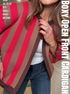 Modern look with a fun twist 🤌🏼✨ #cardigan #openfrontcardigan #stripedcardigan #fallstyleinspo #fallstyle 