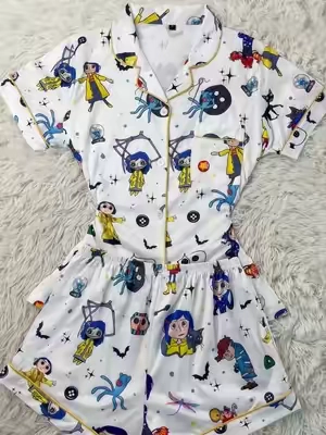 You need this for spooky season ~~~#pajamas #2pieceset #halloween #comfortable #solid #coraline #tiktokshopbalckfriday 