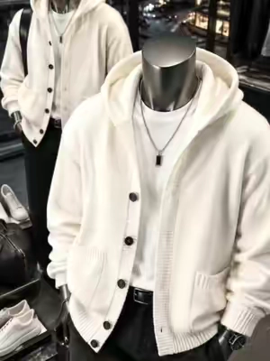 This hooded cardigan is exactly what layering season needs 🤍 #LayeringSeason #WinterStyle #CardiganStyle #MensOutfits #TikTokShopFinds 