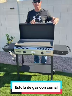 2 en 1 de acuerdo a lo que vayas a cocinar es ideal para el patio trae fogón para las ollas, sartenes y la súper plancha para tus carnes, Tortillas desayunos es práctica trae ruedas #cocina #griddle #estufadegas #blackfriday #tiktokshopcreatorpicks @ROVSUN 